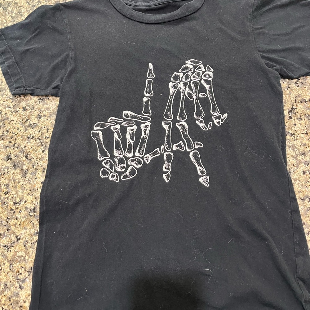 Unk Black Shirt with White Bone Graphic